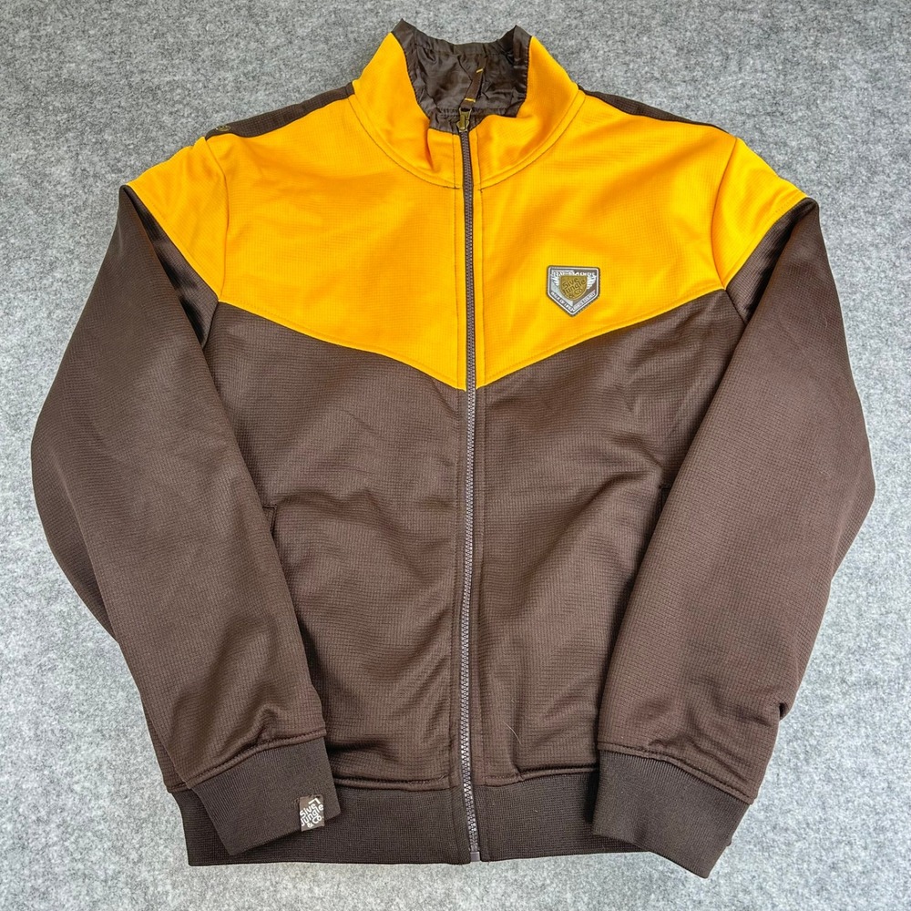 VTG 5ive Jungle Co Track Jacket Brown Yellow Full Zip Y2K Skater Hip Hop Large